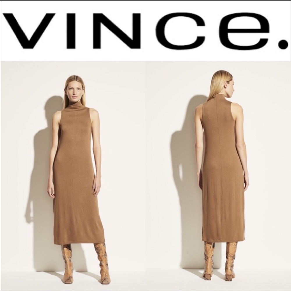 VINCE mock neck sleeveless dress